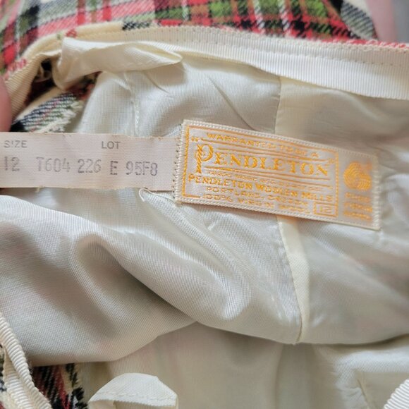 Pendleton Womens Vintage Plaid A-Line Wool Skirt Size 12 Red/Green Check - Picture 4 of 6
